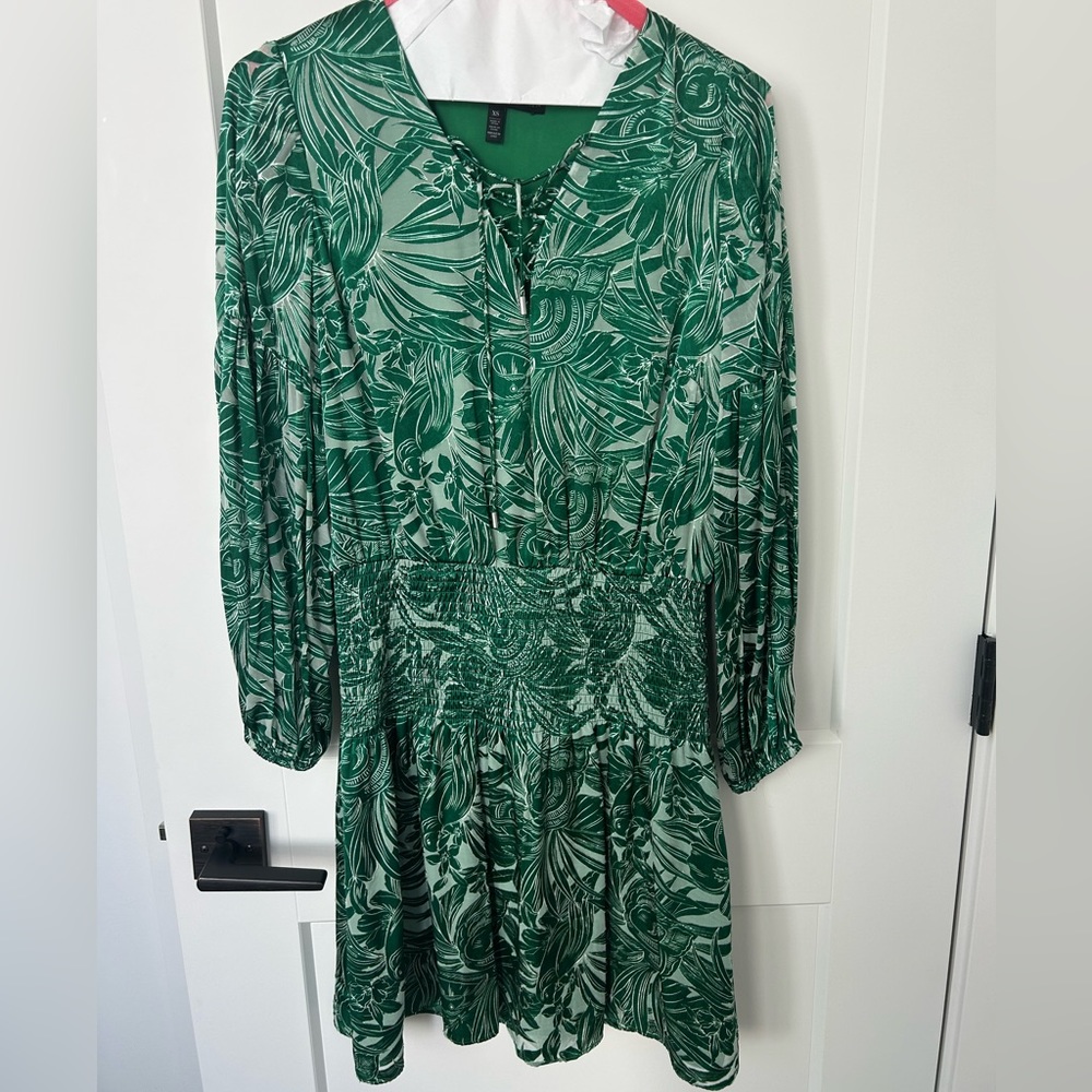 White House Black Market Green Floral Dress